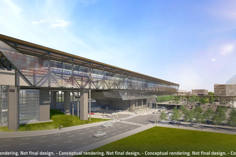 Conceptual rendering of proposed Dallas bullet train station